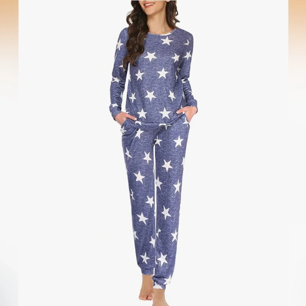 Ekouaer Womens Jogger Pajama Sets Long Sleeve Soft Pjs Lounge Set W/ Pockets